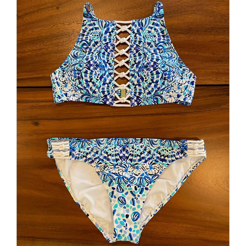 Lilly Pulitzer Swimsuit - Adderlay Halter Top and Lita Lattice Bottom - Size 8
